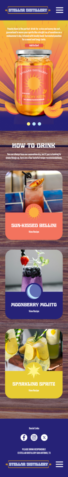 our drinks page prototype mobile